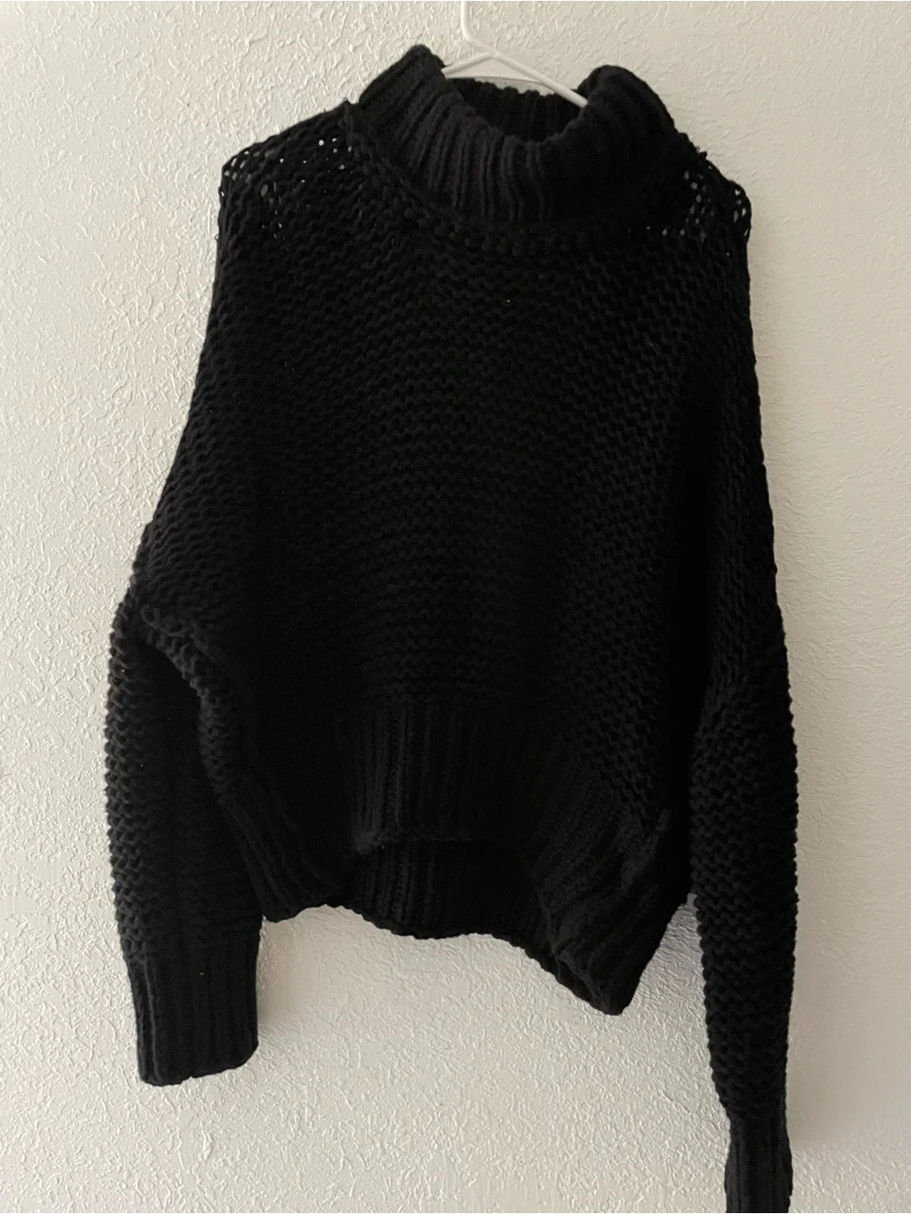 Free People Black Chunky Turtleneck Sweater